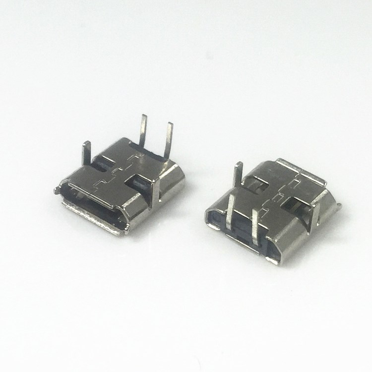 v8usb连接器micro充电插座卷边2p母座麦克dip插板90/180度mini