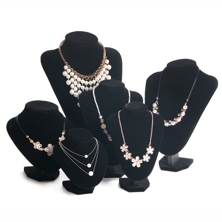 星格 黑色绒布模特首饰架人像脖子展示道具饰品架子项链展示架