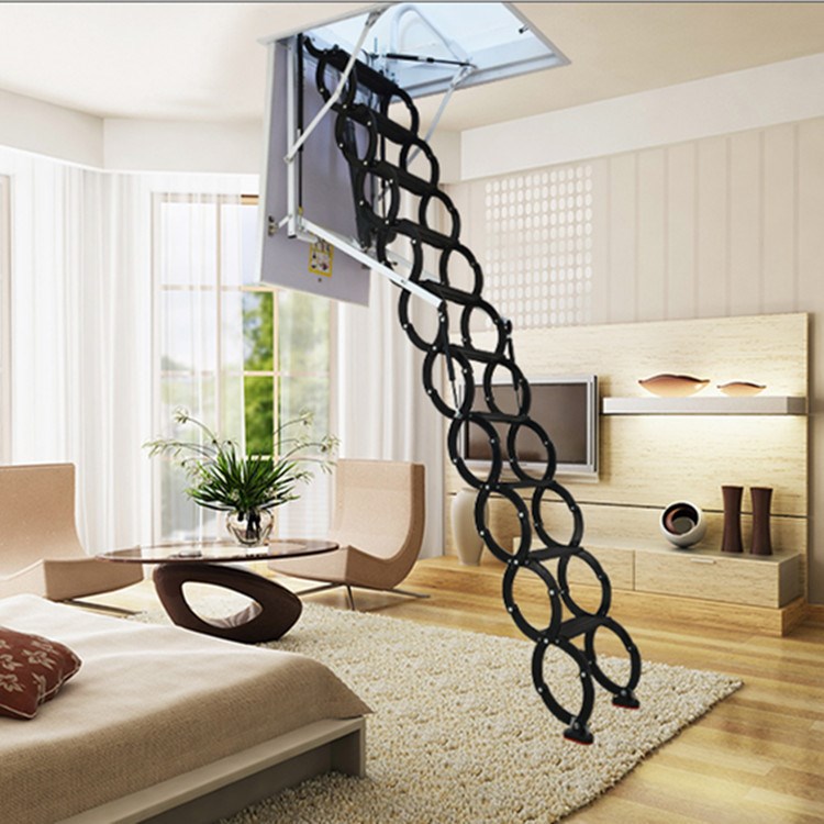 全自动阁楼伸缩楼梯电动款钛镁合金折叠楼梯电梯复式别墅隐形楼梯