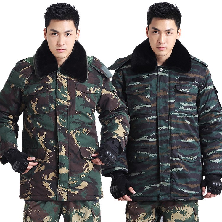厂家批发现货特战棉服防水面料虎斑大衣军迷户外虎斑迷彩作训大衣