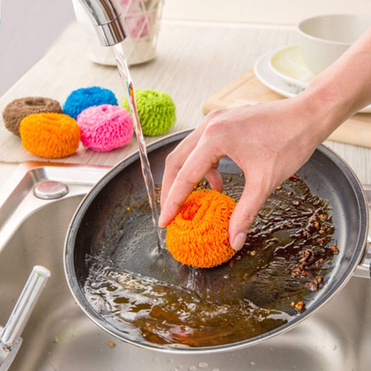 纤维清洁球 彩色清洁球 洗碗块不粘锅刷锅球 超细纤维不锈钢 批发