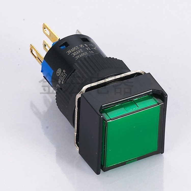 金宏16mm按钮开关 小型自复位自锁带灯5脚正方形按键k16-281点动