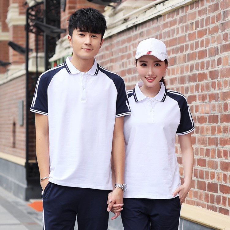 新款短袖高中生校服 夏季休闲体育课跑步运动服透气纯棉校服定制