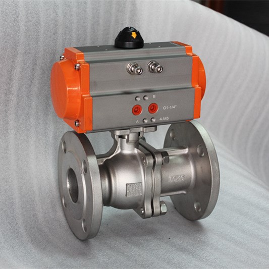 直销dn50at气动法兰球阀dn40气动不锈钢球阀气动调节304球阀