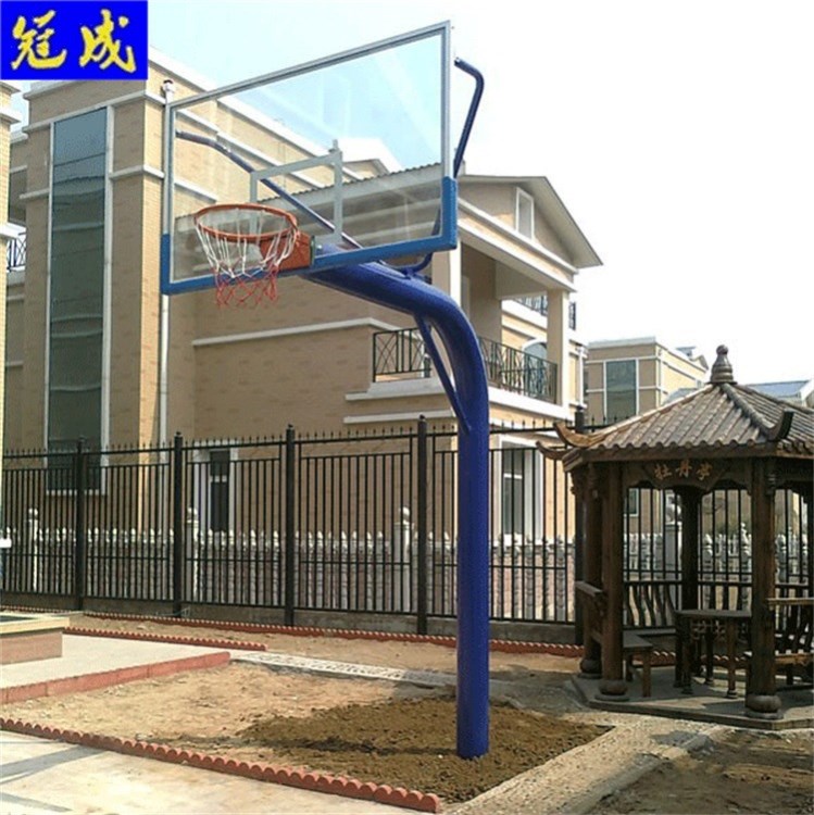 篮球架生产厂家 钢化玻璃地埋圆管篮球架标准hw成人蓝球架子