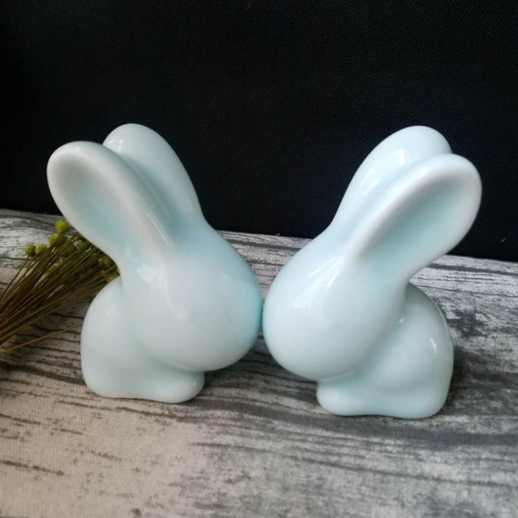 现代工艺品摆件瓷器小兔子生日礼品陶瓷家居摆件 景德镇