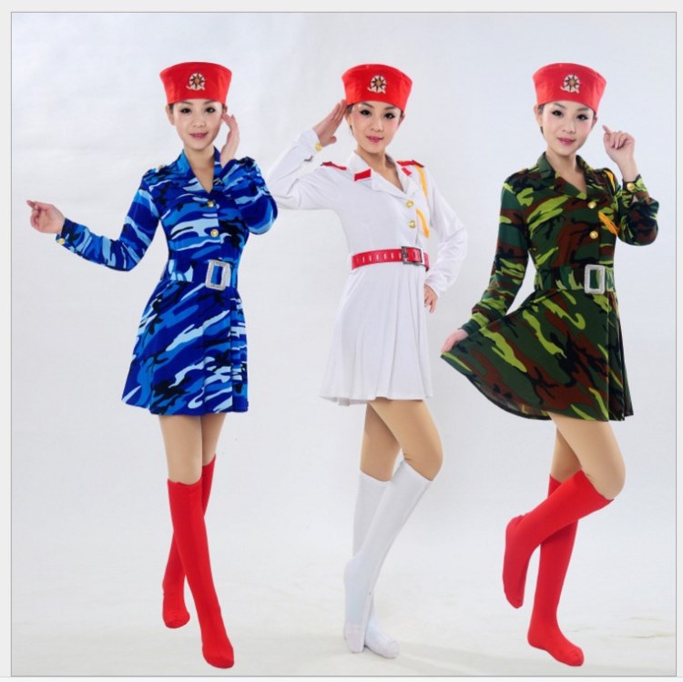 成人迷彩演出服男女款军装打鼓服表演服短裙子舞台套装