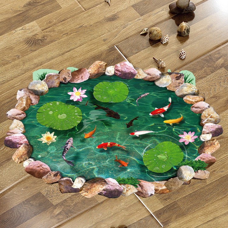 【客厅墙贴】ay9260个性新款荷塘锦鲤创意墙贴 客厅地