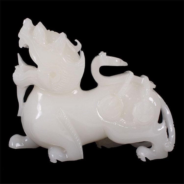 天然阿富汗白玉貔貅摆件 雕刻玉器原石观赏石家居商务装饰工艺品