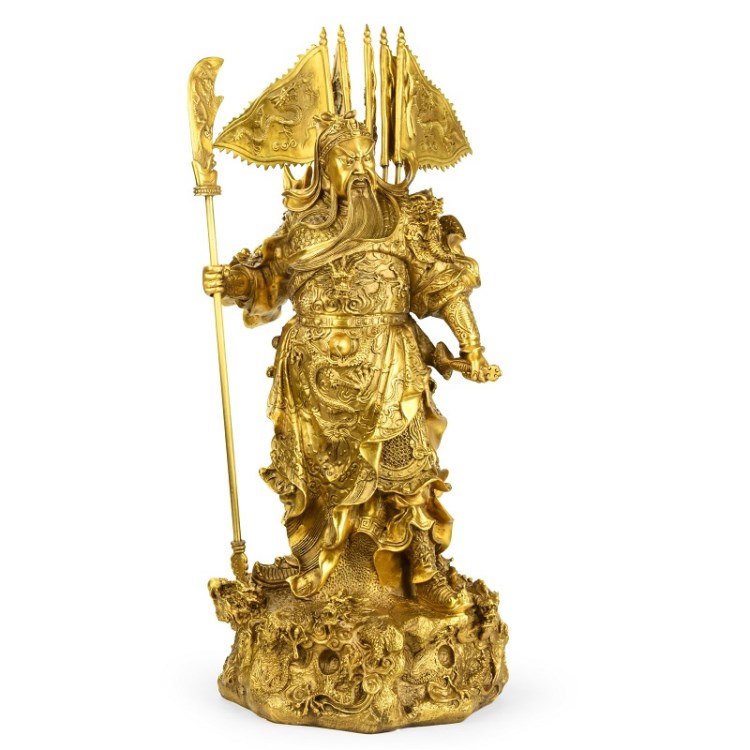 批发纯铜九龙关公摆件 武财神关二爷铜像客厅招财家居装饰工艺品