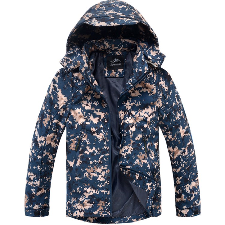 新款军迷服饰户外蟒纹迷彩冲锋衣男战术外套潮牌保暖防水防风单衣