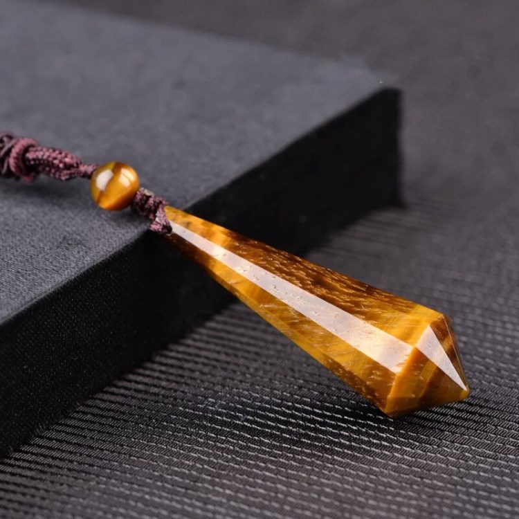 【情侣饰品】天然虎眼石灵摆吊坠虎睛石项坠能量石男女款时尚饰品情侣