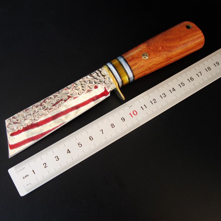 户外高硬度锋利平头小直刀野外求生军刀防身随身刀具纯手工开刃刀