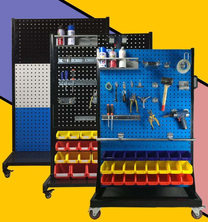 【双面物料整理架】工具架物料整理架洞洞板方孔挂板挂钩五金工具车