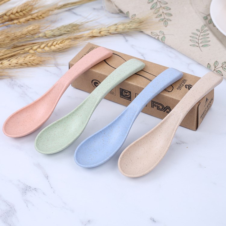 小麦秸秆筷子四双装 勺子四支套装 调羹儿童勺子 促销赠送小礼品