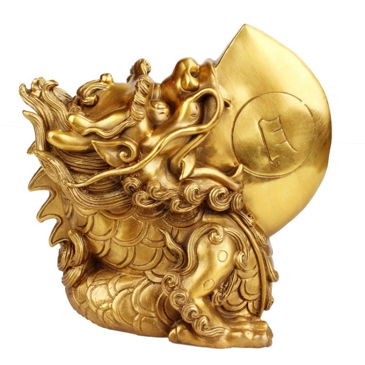 礼品摆件风水黄铜日月神兽睚眦摆件龙二子日月邪翅家居摆设