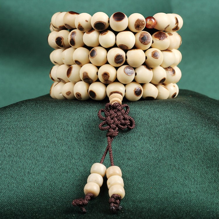 天然缅甸大小白玉果菩提子108颗佛珠手串野生手工佛眼念珠手链