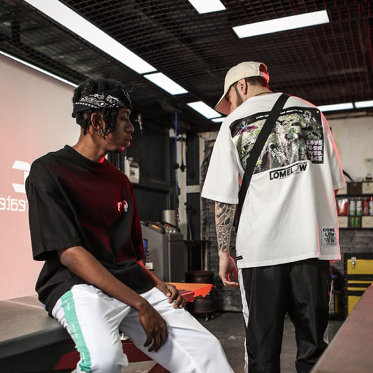 欧美街头嘻哈半袖宽松高街oversize短袖t恤 男潮牌街舞半截袖夏季