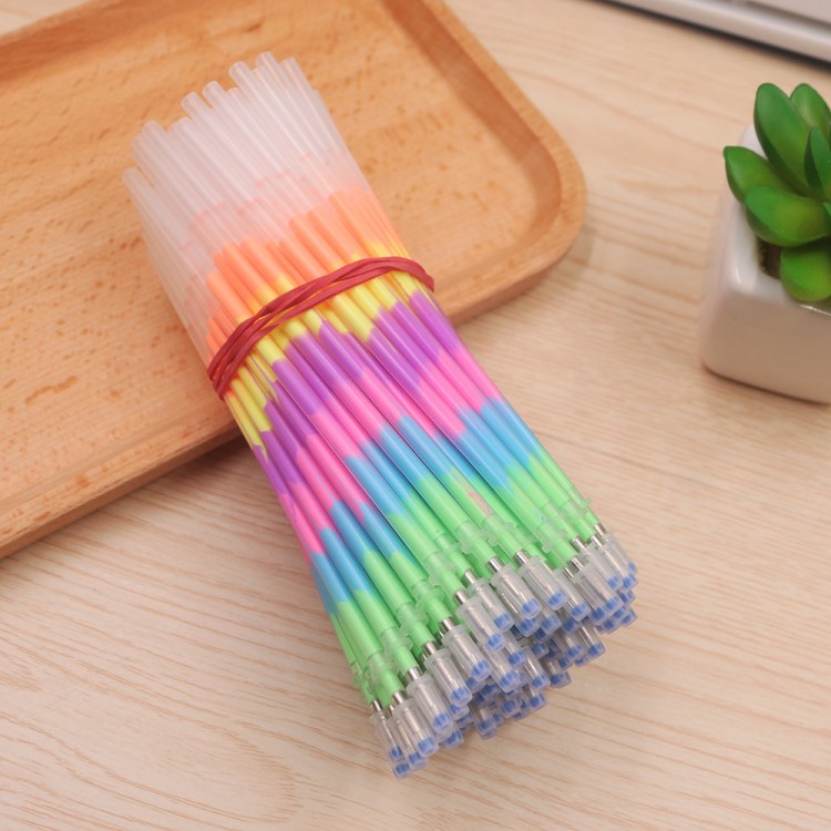 6合一彩色笔芯彩虹替芯 韩国创意文具办公用品中性笔芯 厂家直销