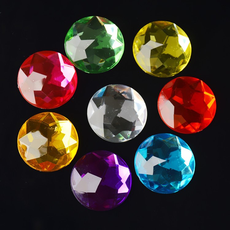 30mm圆形亚克力钻 平底压克力钻 diy饰品亚克力材料配件环保无毒