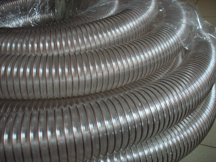 4寸pu钢丝伸缩管,透明塑料管,钢丝软管,深圳耐磨工业吸尘管