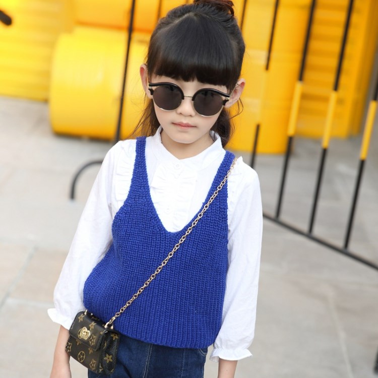 童装春秋款儿童马甲宝宝毛线衣时尚短款女童针织吊带背心潮hb229