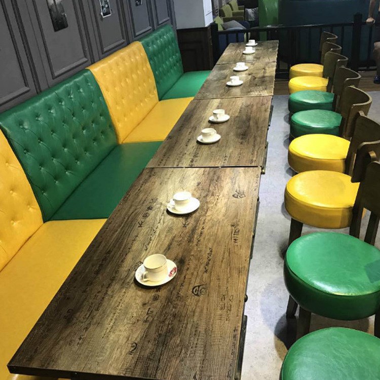 奶茶店茶餐厅靠墙卡座沙发甜品店西餐厅桌椅组合ktv连排卡座定制