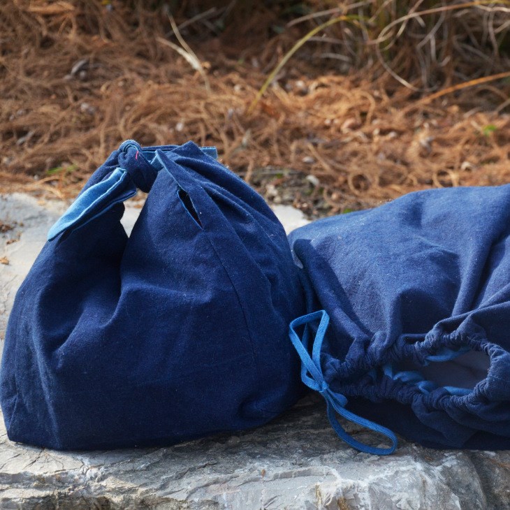 丹凤创意蓝印花布手工包包手提包抽带礼品包简洁包袱购物袋包装袋