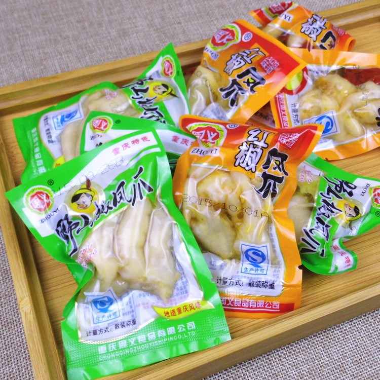 供应(散称)周义野山椒凤爪真空独立装5斤/包 泡椒凤爪零食 鸡爪