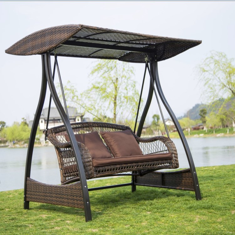 户外秋千吊椅 藤编摇椅 庭院休闲家具 游艺设施 豪华秋千送坐垫