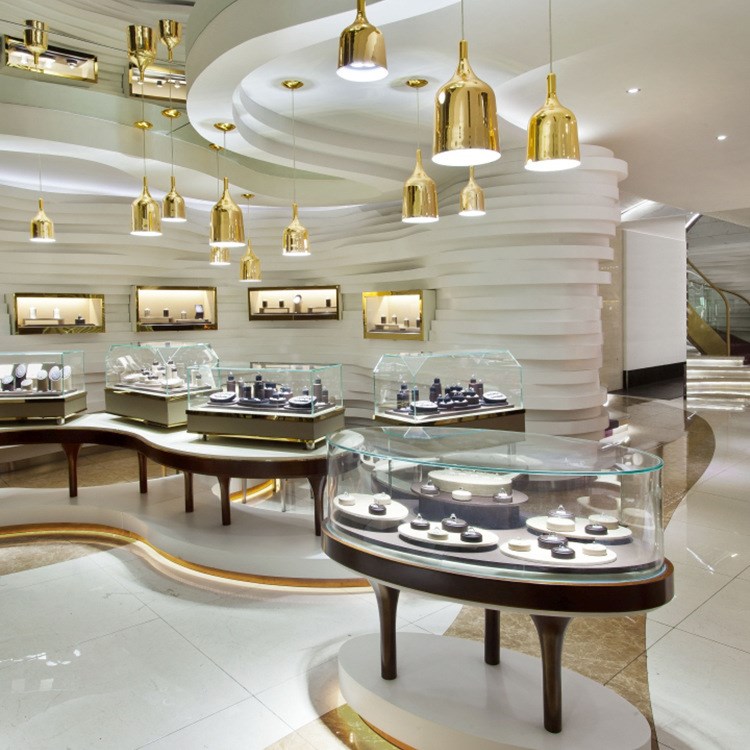 定制圆形珠宝展柜 高档烤漆玻璃中岛展台 珠宝店首饰精品展示柜