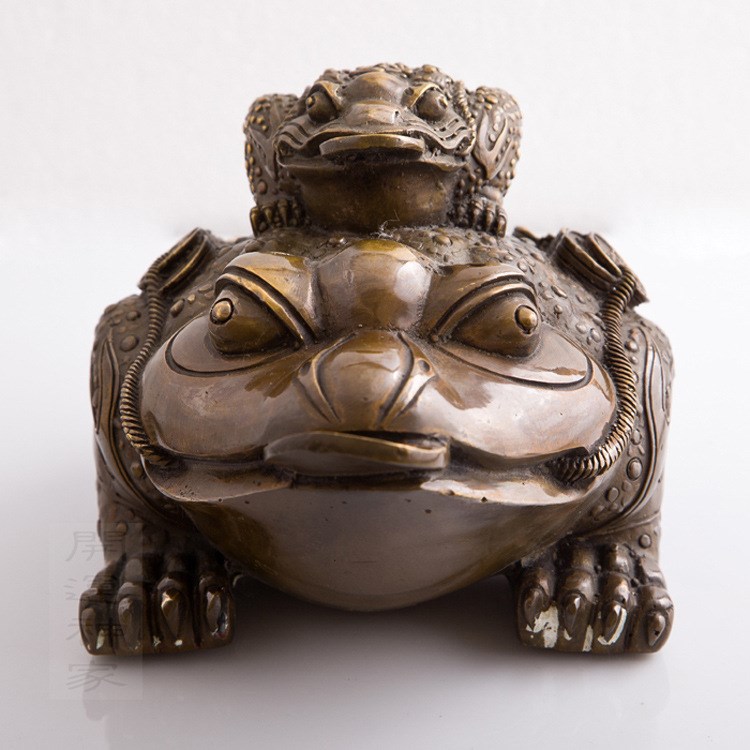 黄铜金蟾招财风水摆件三足金蝉店铺开业礼品三脚蟾蜍旺财