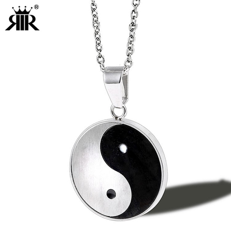 【太极八卦图】道家饰品开光阴阳两极钛钢吊坠五行太极八卦图男女祈福