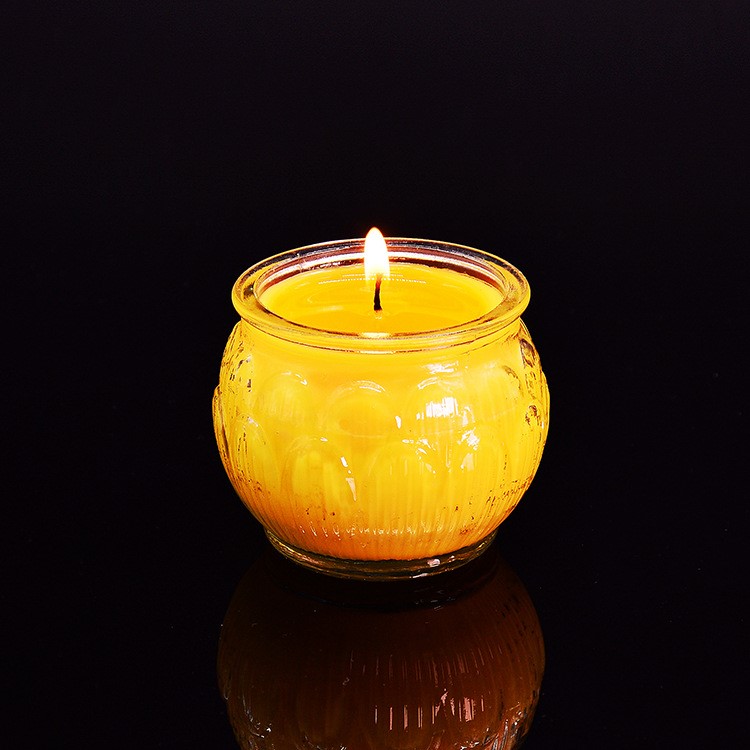 厂家直销宝缘24小时平口莲花酥油灯 天然无烟环保酥油灯供佛蜡烛