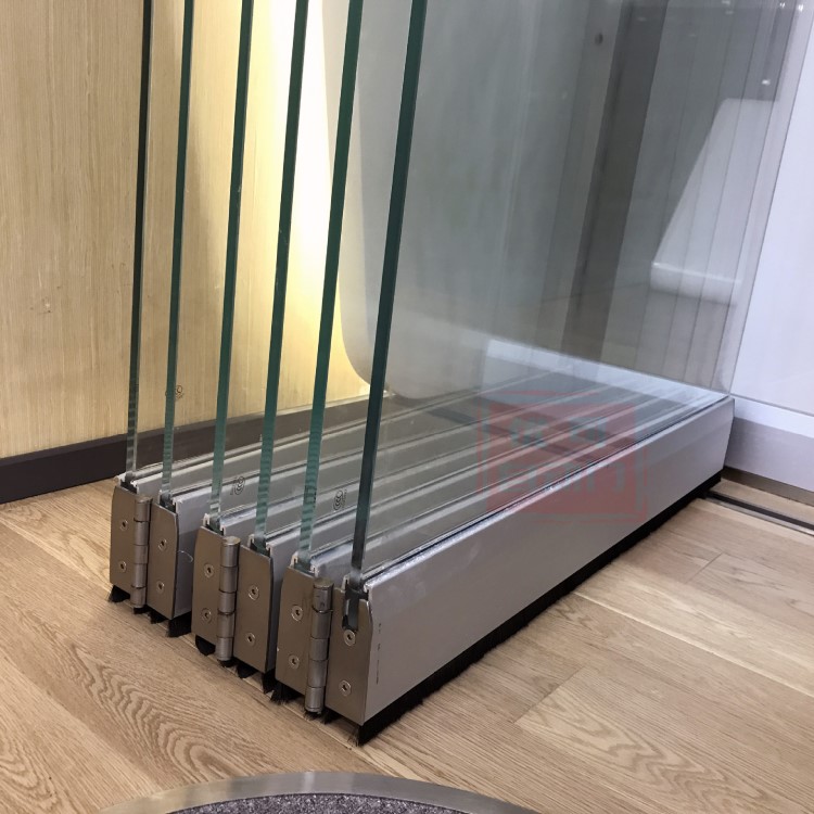 【大折叠门】厂家供应无框大玻璃自动折叠门 办公室遥控电动玻璃折叠