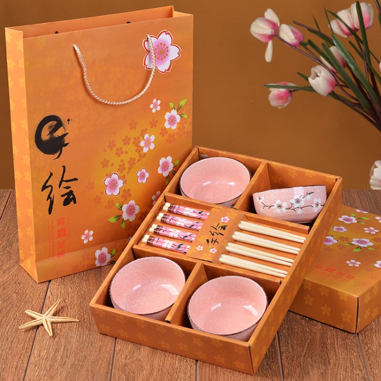 热销日韩雪花陶瓷碗筷套装实用婚庆回礼餐具套装开业店庆活动礼品