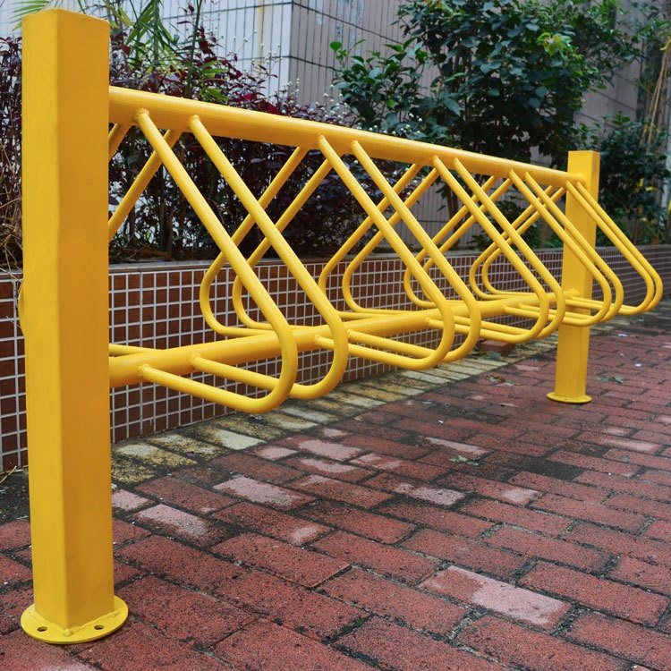 【广东自行车停车架】新品上市黄色立式卡位式自行车停车架 马路可用