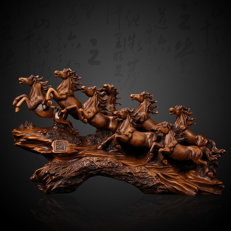 【马到成功摆件树脂】八骏雄风马摆件招财马到成功八匹马公司办公室