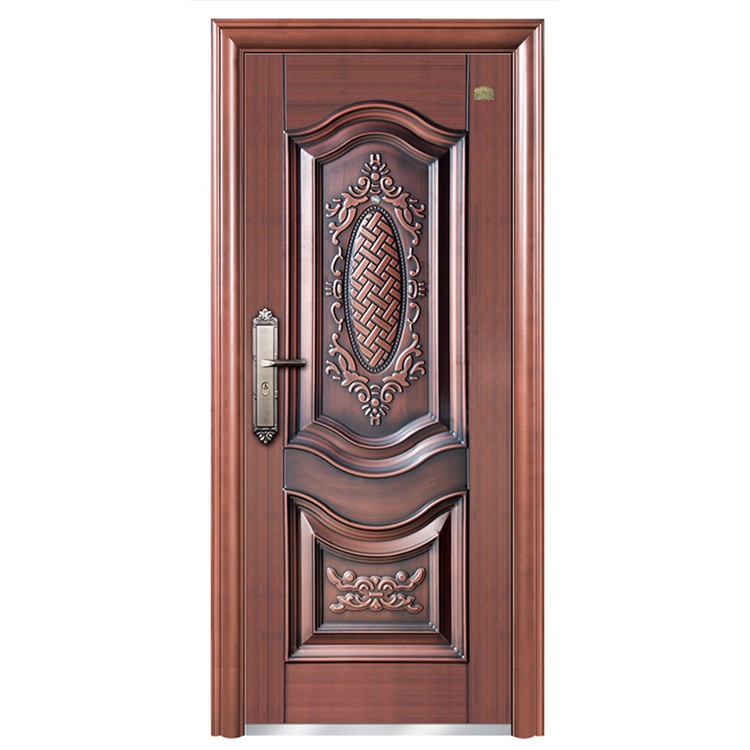 成都厂家批发定制防盗门复古非标仿铜大门户外防晒钢板门一件代发