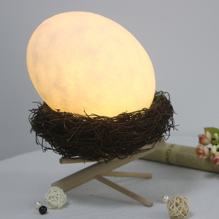 创意鸟巢小夜灯led节能七彩变色灯usb充电遥控鸟蛋灯氛围装饰台灯