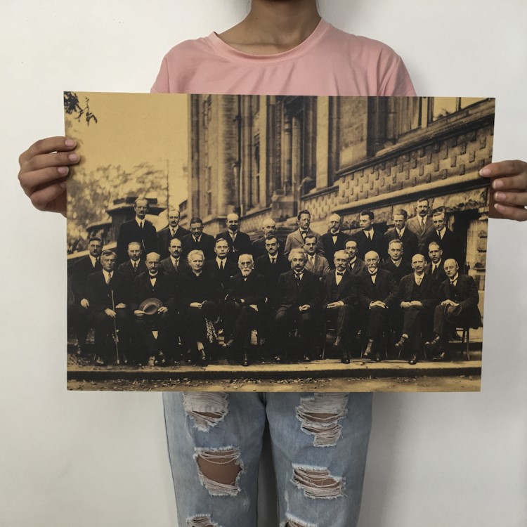 【合影】索尔维会议合影经典人物海报复古怀旧海报宿舍咖啡厅酒吧装饰