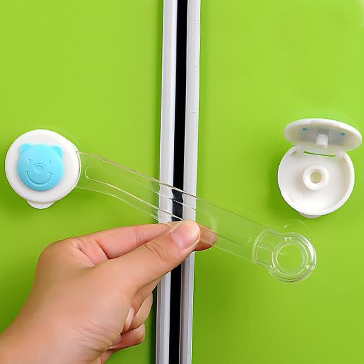 宝宝 儿童安全锁单开式柜门锁 多功能冰箱锁加长款