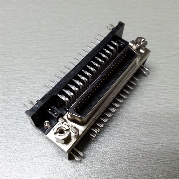 优联康 scsi50p弯脚插板母座 槽式cn型50芯母头scsi伺服连接器