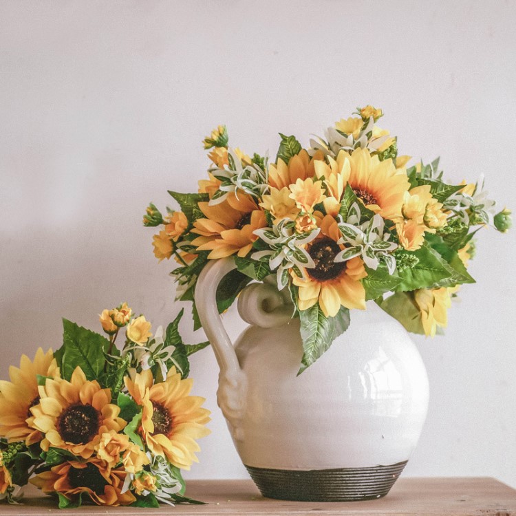 sunflower阳光向日葵仿真花假花装饰花黄太阳花绢花花艺插花客厅