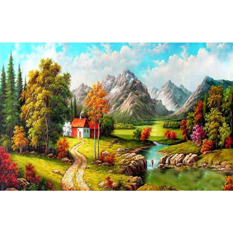 钻石画diy 山水风景 方钻满钻绣 客厅装饰 厂家图片定做量大从优