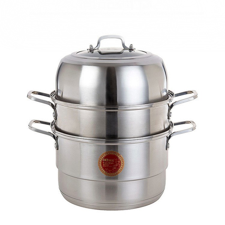 潮宝钢铁侠系列-高档不锈钢蒸锅 加重全钢复底多用汤蒸火锅