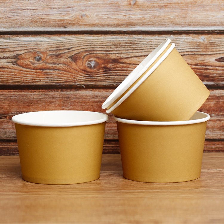 【一次性粥碗】牛皮纸碗一次性纸汤碗外卖打包汤桶牛皮汤杯粥碗带盖纸