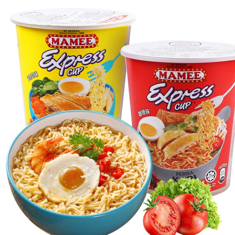 马来西亚进口食品mamee妈咪咖喱味鸡肉味杯面汤面方便面快食面60g
