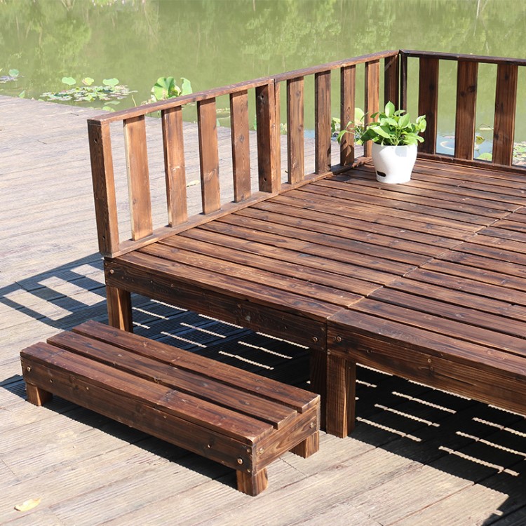户外阳台防腐木地板庭院休闲实木平台花园草坪台阶大地板组合坪台
