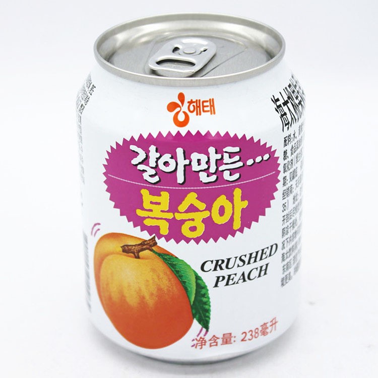 【桃果汁】韩国原装食品饮料批发海太水蜜桃果肉果汁238ml12瓶一箱